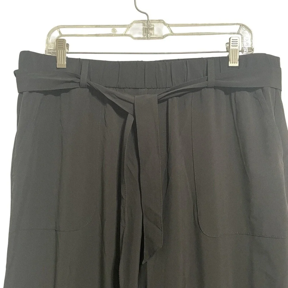 Banana Republic Black Dress Pants Womens Casual Trousers Tie Waist Elastic Sz L - Picture 2 of 8